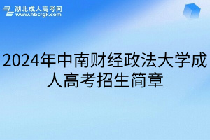 2024年中南財經政法大學成人高考招生簡章
